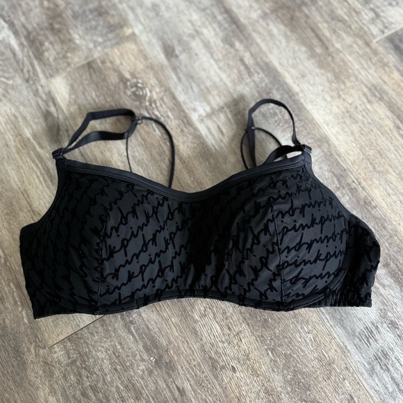 NWT! Victoria’s Secret PINK Velvet “Pink” Logo Push-Up Bra L-DD/G-DD - Picture 1 of 8
